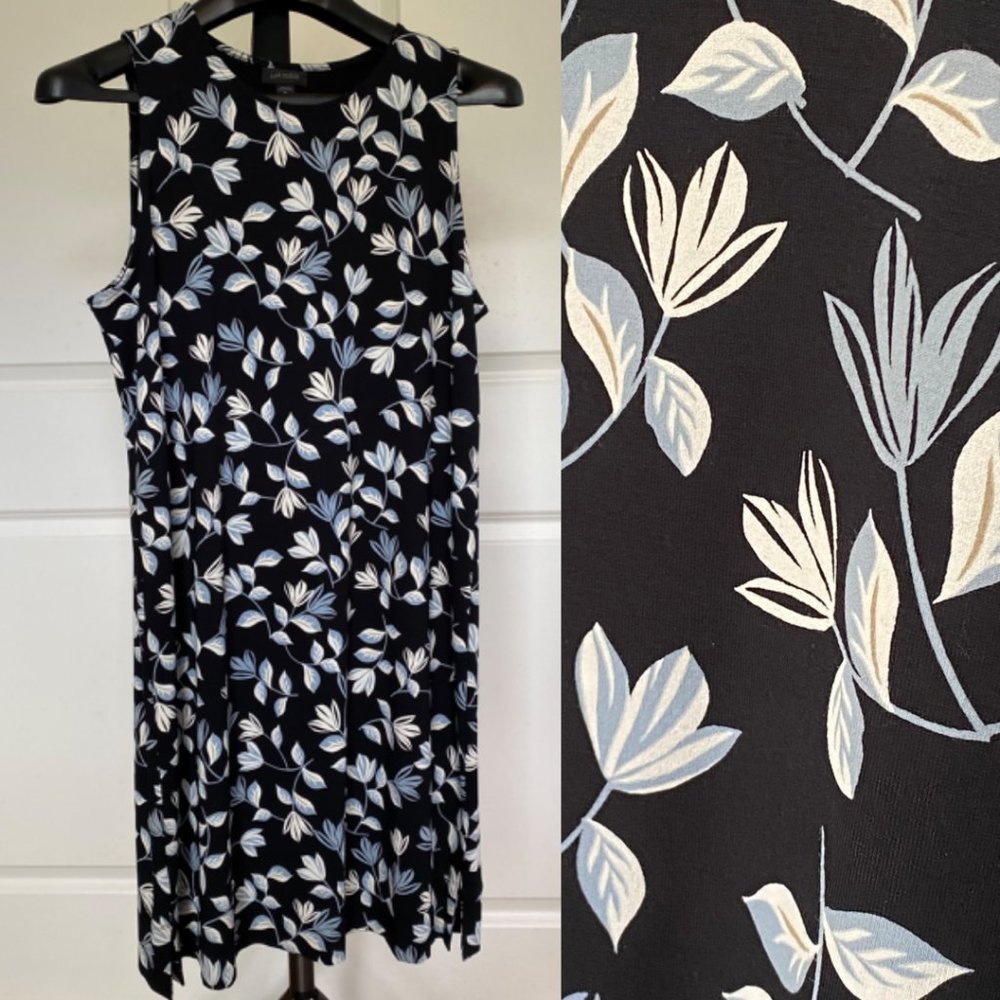 J. JILL Wearever Collection Sleeveless Dress Black Floral
